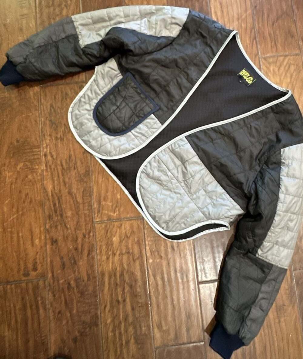 SUAY Sew Shop Quilted Jacket Colorblocked Gray Black Size S